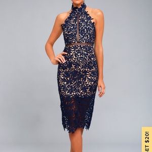 Lulu’s Divine Destiny Navy Blue Midi Dress
